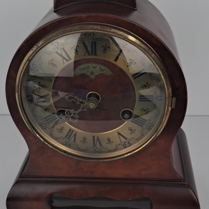 Antique Vintage Dutch Mantel Clock Warmink Wuba Shelf Bracket 8 day - 時鐘/鬧鐘 - 木頭 咖啡色