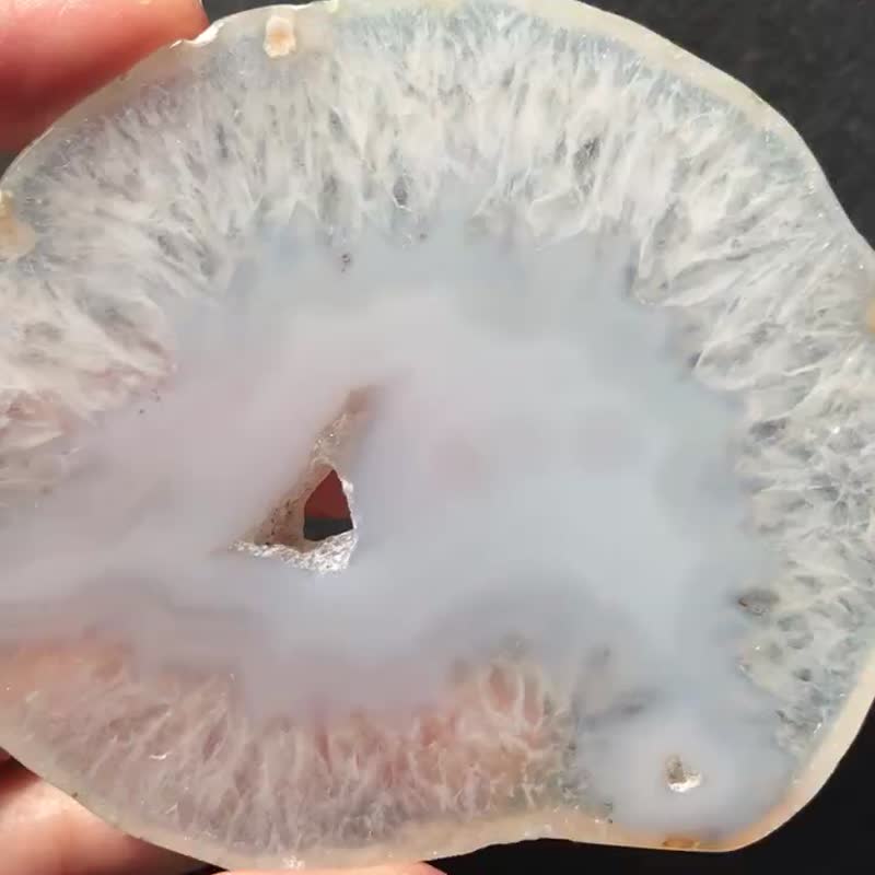 巴西 純白 雪花 爆晶 瑪瑙切片  水晶  crystal 擺設 擺件 - 擺飾/家飾品 - 水晶 白色