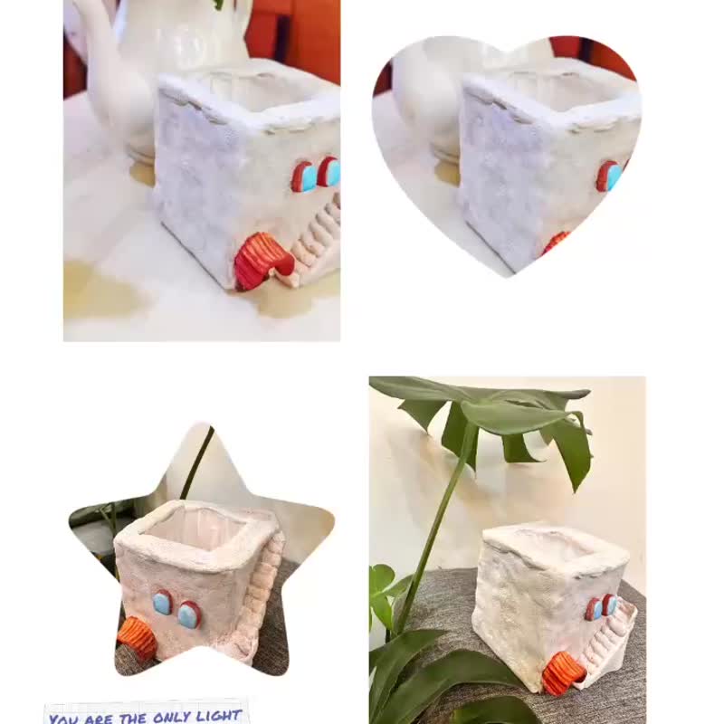 童話階梯小屋-手作多功能收納擺飾/筆筒 × 花器 × 小物收納 - 居家收納/收納盒/儲物盒 - 黏土 