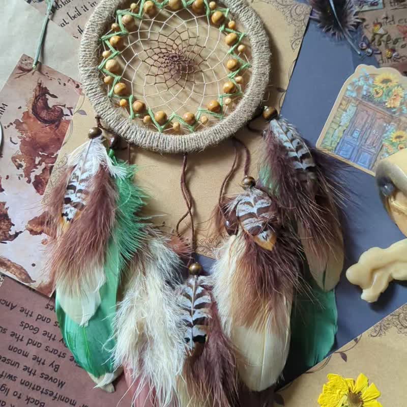 Dreamcatcher Natural Green Brown| - 壁貼/牆壁裝飾 - 繡線 綠色