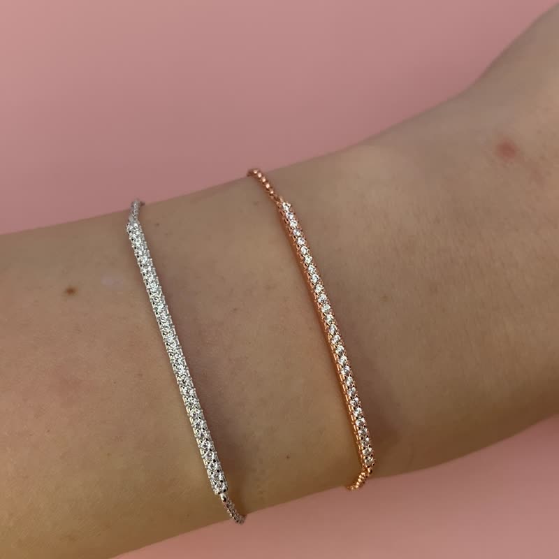 Shining Bar Bracelet/ White Gold/ Rose Gold Plated 925 Sterling Sliver - Bracelets - Sterling Silver Pink