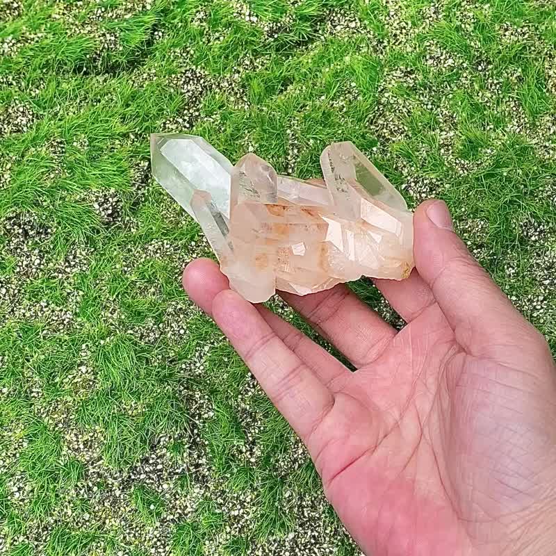 消磁 淨化 療癒-原礦能量浪漫粉皮冰透白水晶簇 白水晶柱 風水 - 擺飾/家飾品 - 水晶 多色