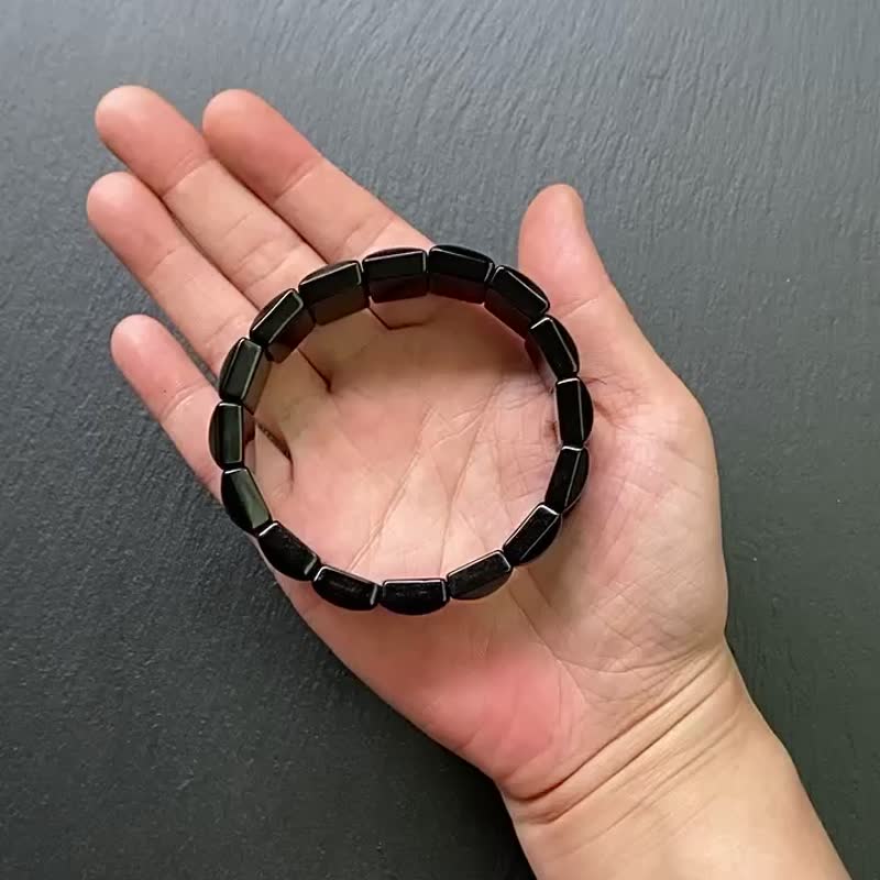 避邪保平安-簡約天然黑曜石手排 手環 手鍊 客製化禮物 - 手鍊/手環 - 水晶 黑色