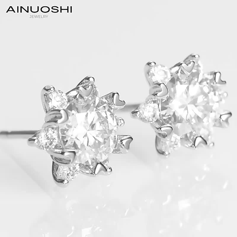 0.8 carat snowflake moissanite earrings - ต่างหู - เพชร 