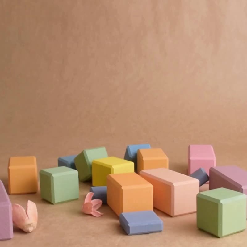 Stepped Counting Building Blocks Set Pastel Rainbow  Wooden Montessori Kids Toy - 寶寶/兒童玩具/玩偶 - 木頭 粉紅色