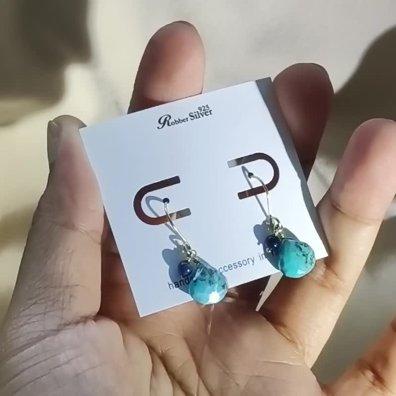 14KGF AAA睡美人綠松石青金石 耳環(耳夾) 亞利桑那 14K注金 - 耳環/耳夾/耳骨夾 - 水晶 藍色