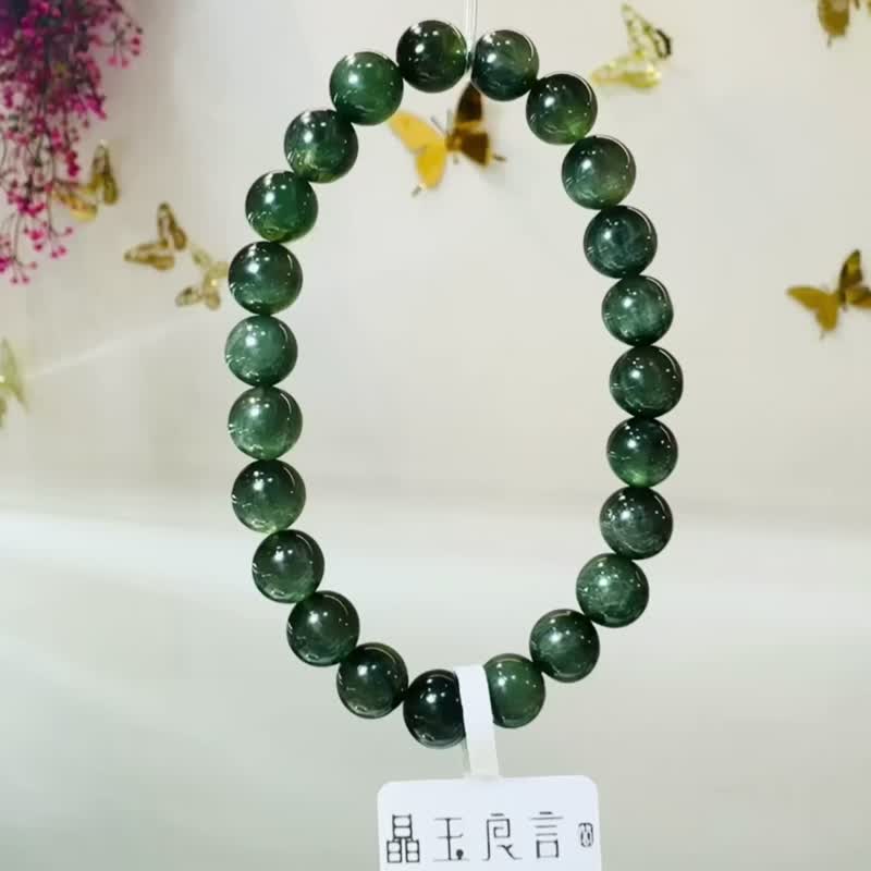 精品貓眼絲絨順髮綠髮晶8mm17.28g主財富事業清除身體負面 - 手鍊/手環 - 水晶 綠色