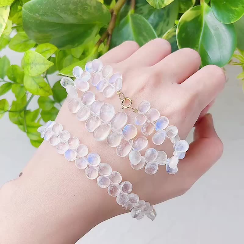 Calm the Mind Blue Halo Moonstone Healing Crystal Bracelet - Bracelets - Crystal Blue