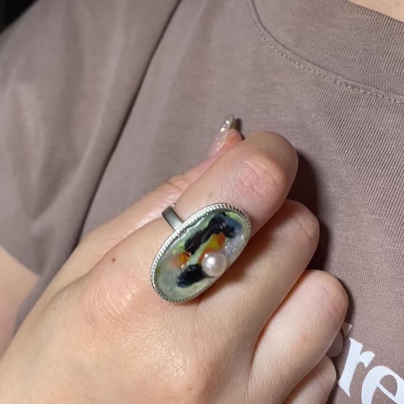 Xingchen Feeling Resin Silver Ring 04 - แหวนทั่วไป - เงิน หลากหลายสี