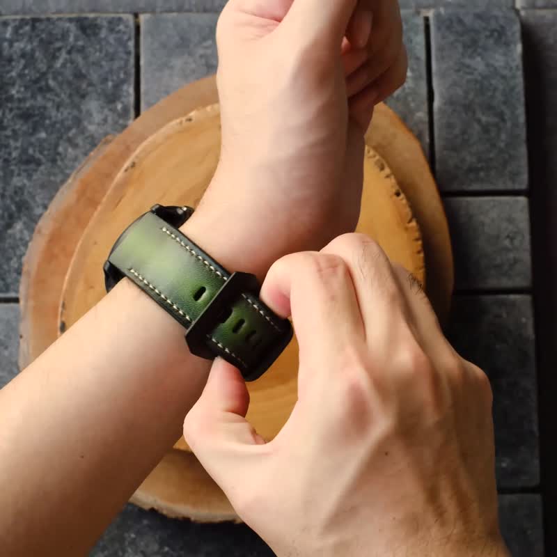 Garmin Watch Band With Quickfit Garmin Connector - สายนาฬิกา - หนังแท้ สีเขียว