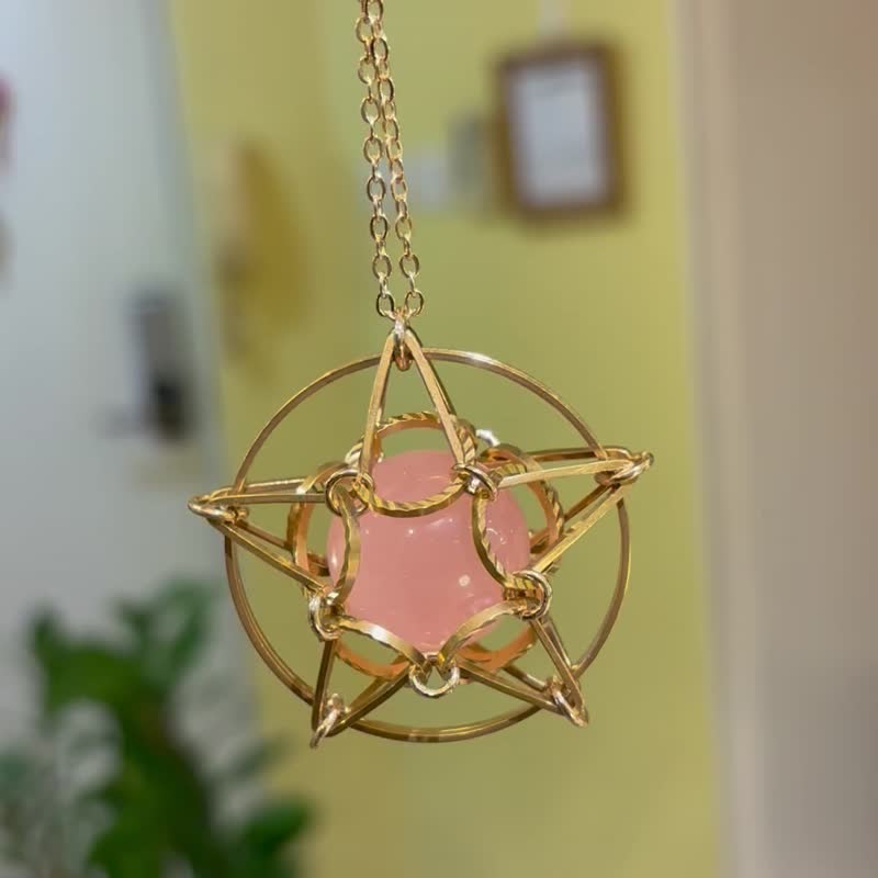 The Star • 粉晶 星星項鍊 頸鏈 黃銅 紀念日 情人節禮物 水晶 - 項鍊 - 其他金屬 粉紅色