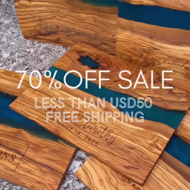 Olive Wood Epoxy Resin Cutting/ Cheese Board - Serving Trays & Cutting Boards - Wood 