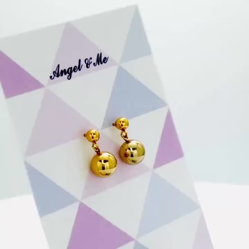 【Angel & Me】微光 圓珠 14KGF 注金耳環 耳夾 情人節 生日禮物 - 耳環/耳夾/耳骨夾 - 貴金屬 金色