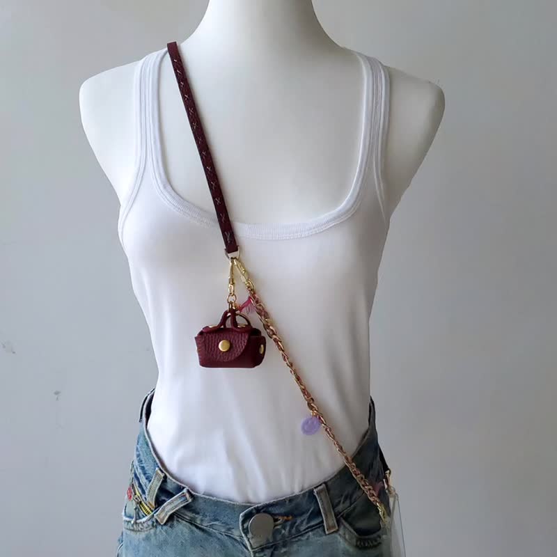 6 in 1 crossbody phone strap Phone wrist strap & charm Belt Coin purse Lanyards - เชือก/สายคล้อง - วัสดุอื่นๆ สีม่วง