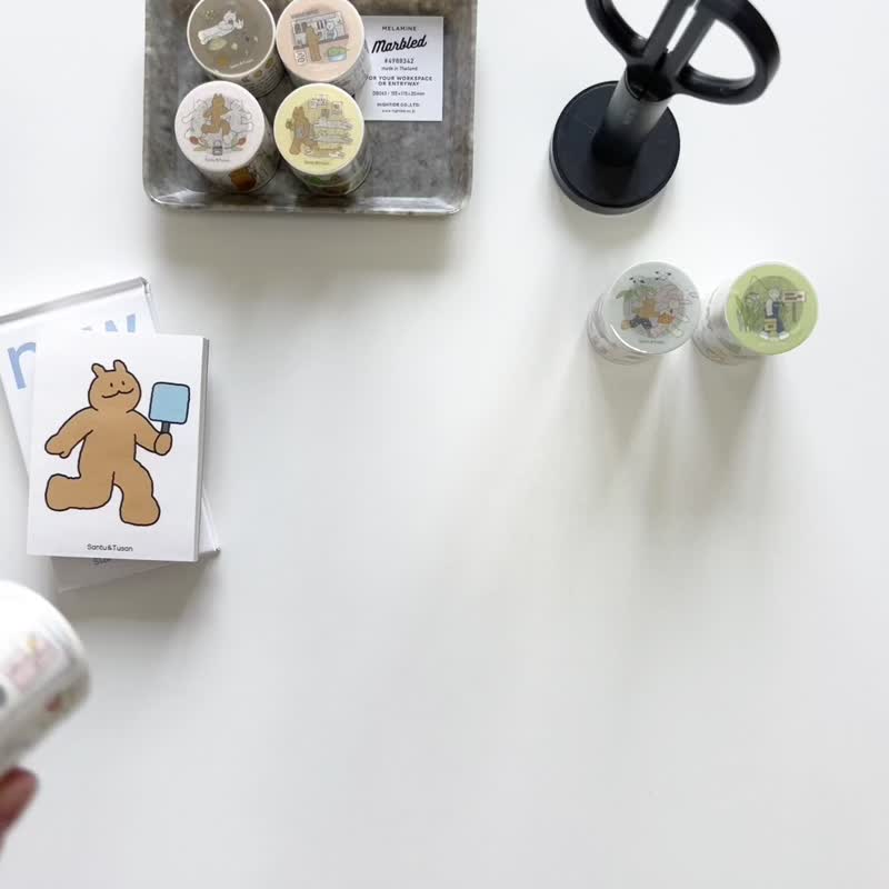 【桑兔兔桑】系列 和紙 PET 紙膠帶 6 件套組 - 紙膠帶/和紙/PET - 紙 多色