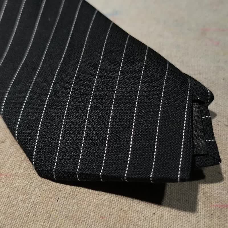 斜紋銀黑 Premium系列領帶 Neckties - 領帶/領帶夾 - 羊毛 黑色