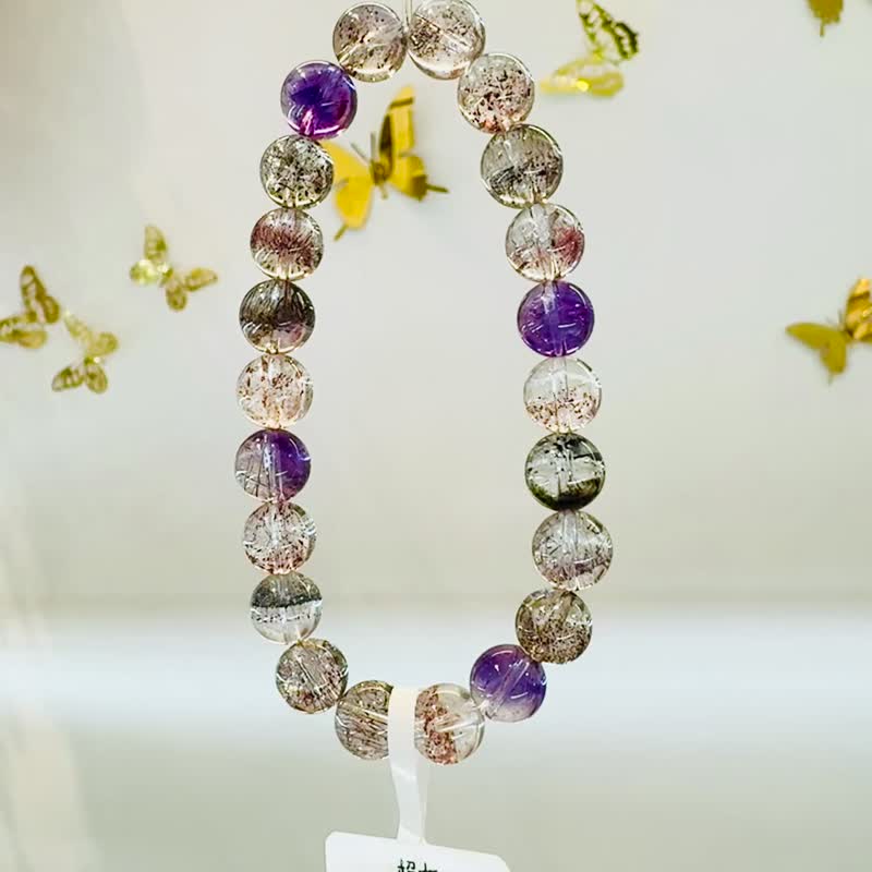 精品仙女輕透料彩超七水晶8.5mm19.39g帶彼岸花三輪骨幹高頻水晶 - 手鍊/手環 - 水晶 多色