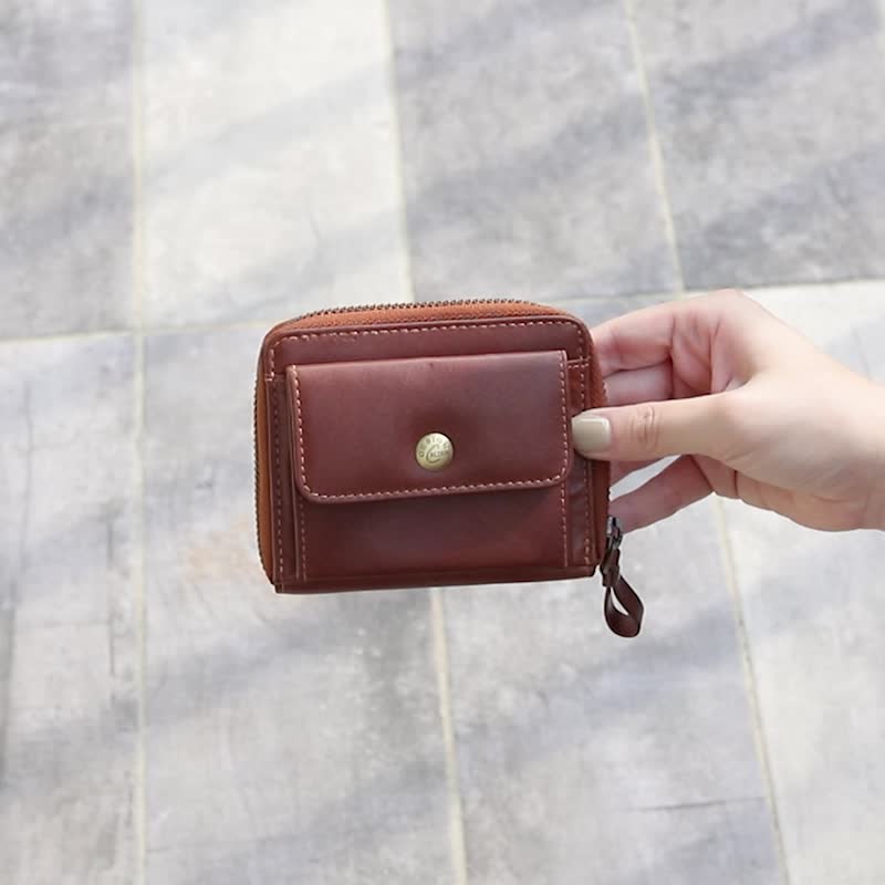 [24hr fast shipping] Classic double-layered coin purse 075020 four colors - Wallets - Genuine Leather Brown