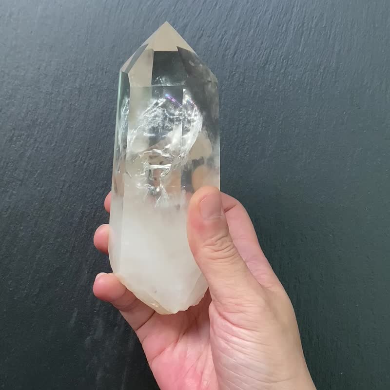 天使之翼 天然冰透彩紅胖胖藍針白水晶能量 水晶柱 開運//辟邪// - 擺飾/家飾品 - 水晶 白色
