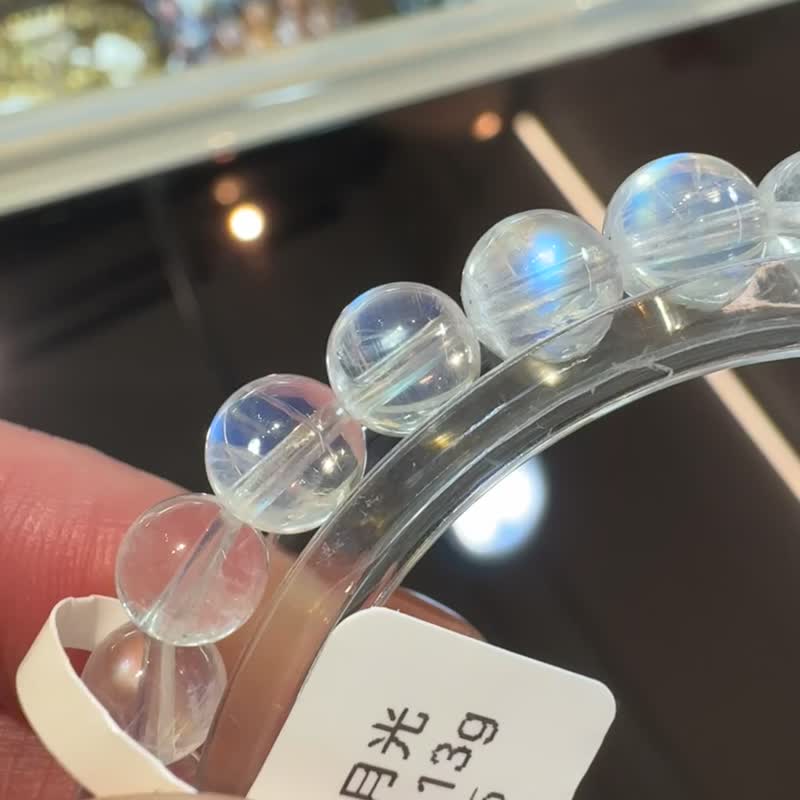 畢業印度玻璃體彩虹藍月光6.5mm12.13g人緣桃花提升魅力紓解情緒 - 手鍊/手環 - 水晶 多色