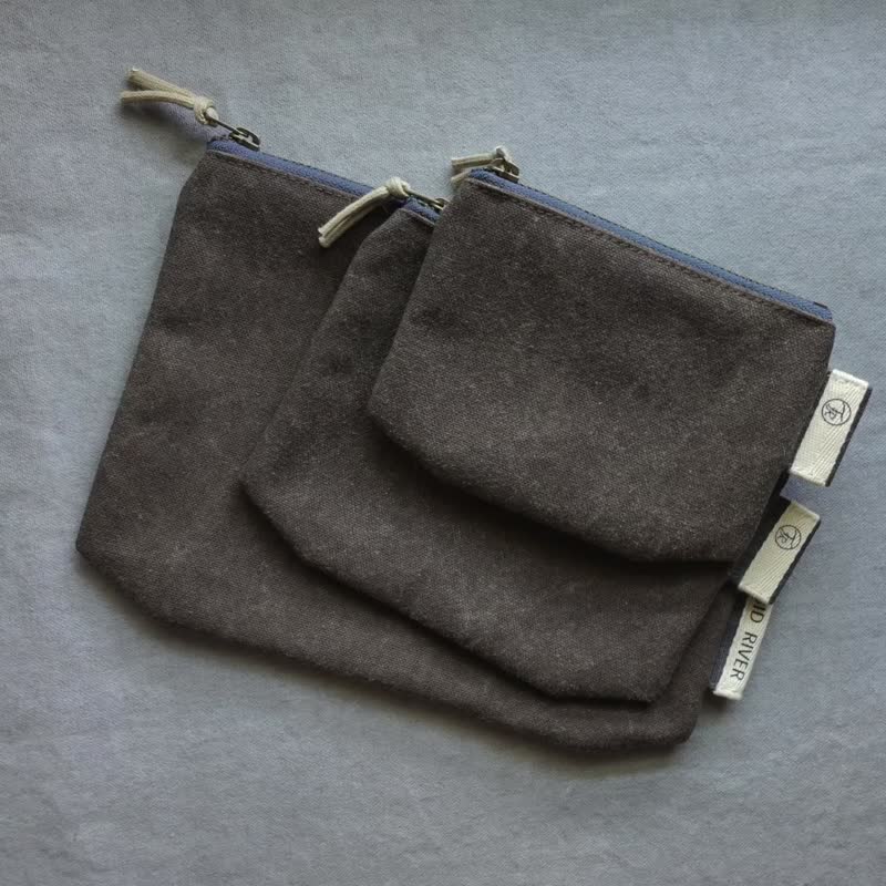 | Red Earth Dark Coffee | Washed Canvas Coin Purse Storage Bag Multipurpose | - กระเป๋าใส่เหรียญ - ผ้าฝ้าย/ผ้าลินิน สีนำ้ตาล