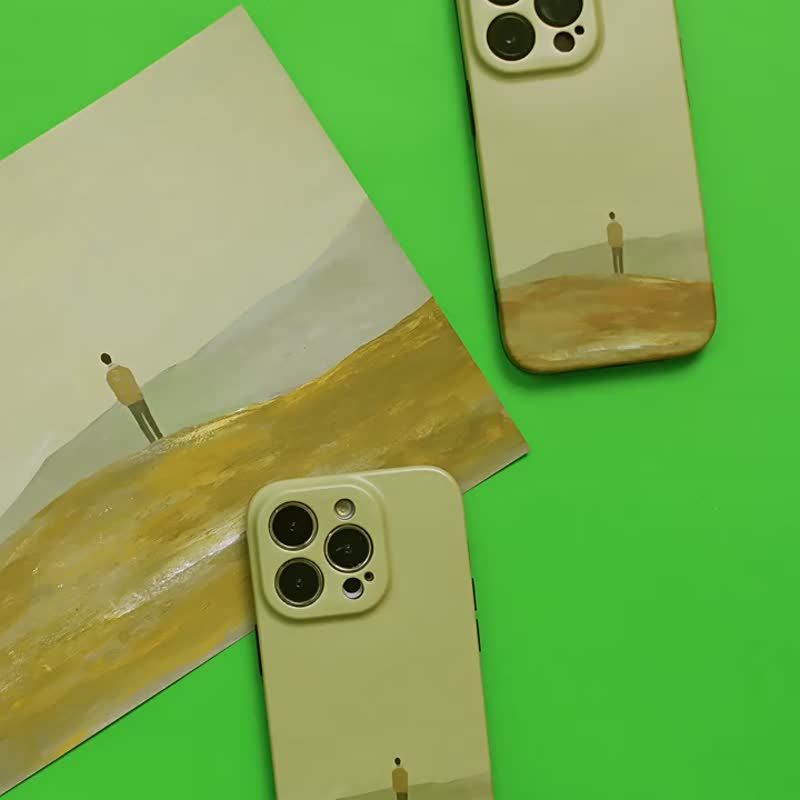 原創 日系插畫背對男孩iphone手機殼情侶 - 手機殼/手機套 - 矽膠 綠色