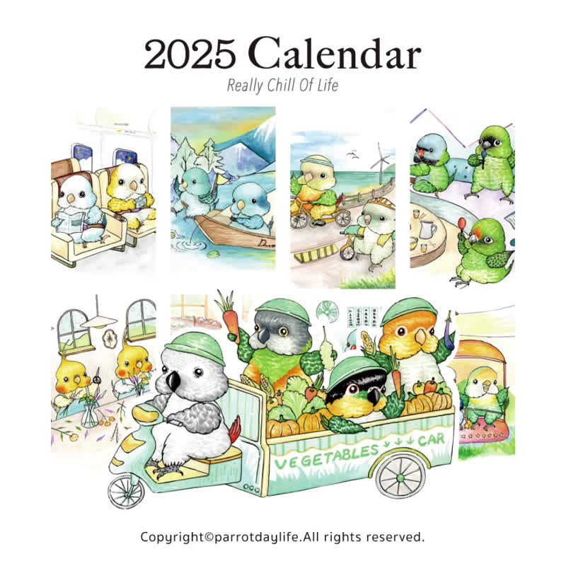 2025 Parrot Series Desk Calendar - ปฏิทิน - กระดาษ 