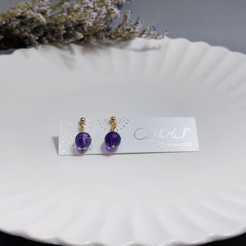 Dynamic Stones Series Earrings: Ice Jade Amethyst - Earrings & Clip-ons - Copper & Brass Purple