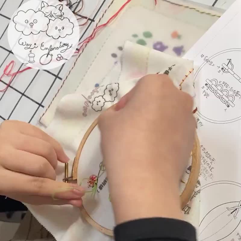 (台北4月)基礎刺繡 溫日彩筆貓 7種針法靈活運用 通用概念 刺繡貓 - 編織/羊毛氈/縫紉 - 棉．麻 