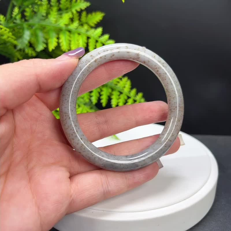 Hetian Jade Sugar White Bracelet 55MM Old Material Osmanthus Sugar Round Bar Sugar Jade Bracelet with Certificate, Oily and润 Jade Texture - Bracelets - Jade 