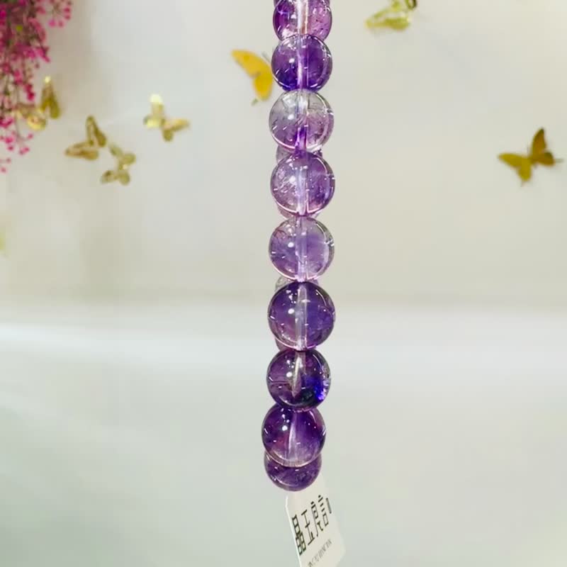 精品玻璃紫髮煙紫超七9mm22.53g水晶人緣淨化三輪提升自身頻率 - 手鍊/手環 - 水晶 紫色