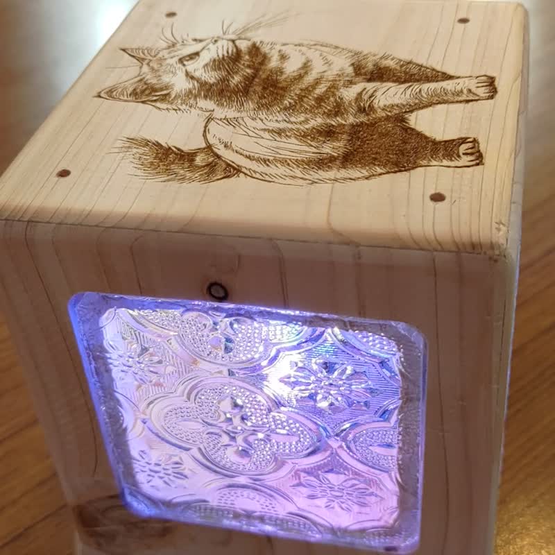 海棠花玻璃原木音樂盒 - 擺飾/家飾品 - 木頭 
