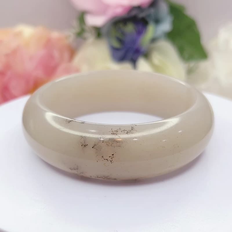 NO.40獨特草花平安鐲 內徑57MM圈口 發財樹草花鐲 佘太翠玉鐲 - 手鍊/手環 - 玉石 多色