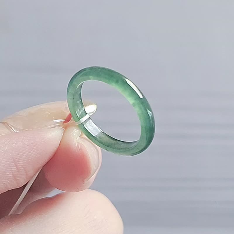 財水|夢幻高冰起光藍水戒圈|A貨翡翠戒指#9國際圍 - 戒指 - 玉石 