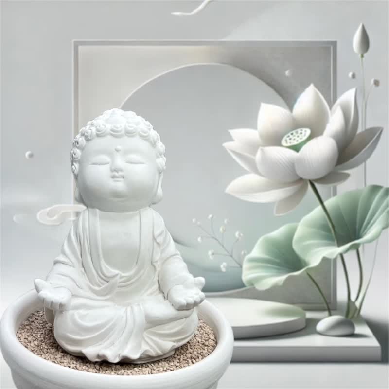 The Aesthetics of Tranquility, Purifying Thoughts of Auspicious Little Buddhas, the Quiet Small Plate Set, Exquisite Taiwanese Cultural and Creative Gifts - Fragrances - Cement White