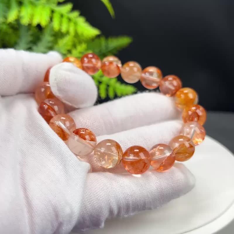 高品質錦鯉色膠花水晶手串12mm冰透彩虹閃片幽靈水晶手錬疏通脈輪 - 手鍊/手環 - 水晶 