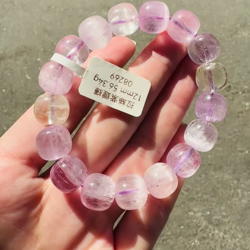 小精品螢光拉絲雙色紫鋰輝橢圓方切12mm56.34g提高睡眠緩解焦慮 - 手鍊/手環 - 水晶 紫色