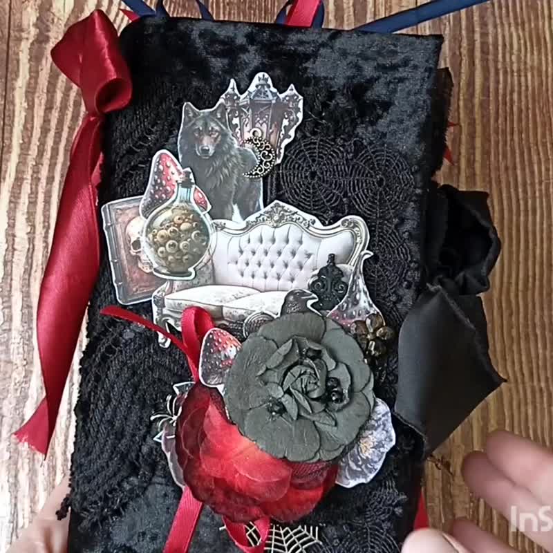 Witch journal Magic dream journal completed Witch gothic moon Halloween - 筆記本/手帳 - 紙 黑色
