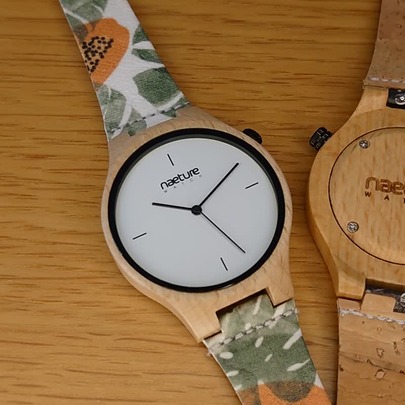 Vegan watch made in Germany of natural materials made of beech wood and cork - Women's Watches - Wood Green