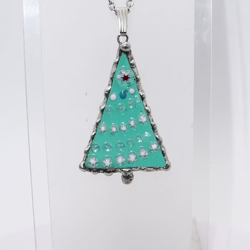 Christmas tree pendant made of Venetian glass - สร้อยคอ - แก้ว หลากหลายสี