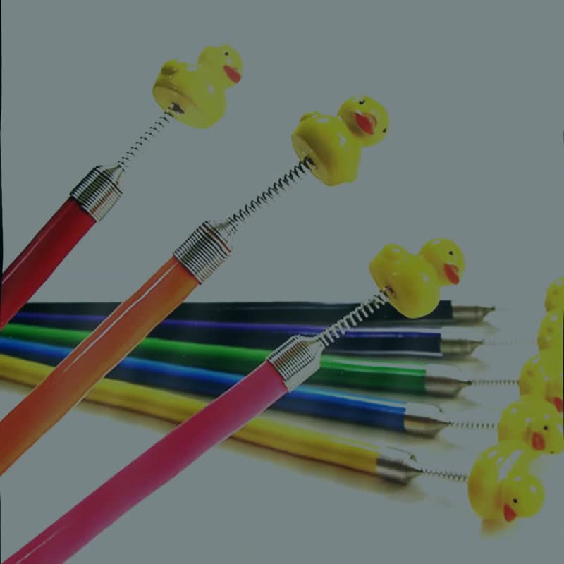 黃色鴨彈簧鉛筆 1組2入 童趣治癒系小物 顏色隨機 畢業 老師禮物 - 鉛筆/自動鉛筆 - 木頭 多色