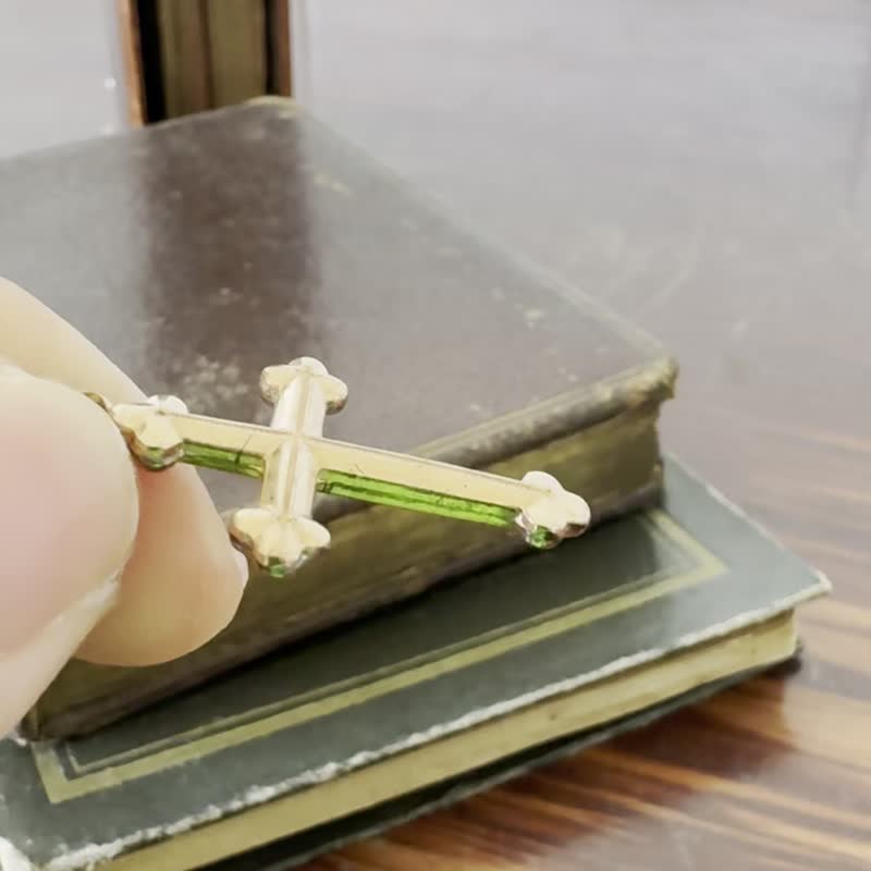 古董法國透玫瑰金雕花耶穌十字架聖母項鍊 N739 - 項鍊 - 其他金屬 銀色
