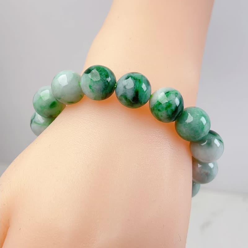 Green Flower Jadeite Bead Bracelet | Natural Burmese Jade Grade A Jadeite | Gift - Bracelets - Jade Green