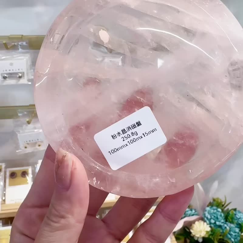 G ナチュラル ピンク クリスタル ディスク型桃の花人気の風水装飾品ジュエリー ディスク消磁プレート薄型平面が人々に溶け込みます - 置物 - クリスタル ピンク