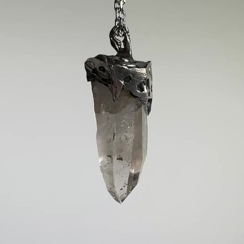 喜馬拉雅水晶/純銀粗獷個性手工項鏈 - 項鍊 - 純銀 