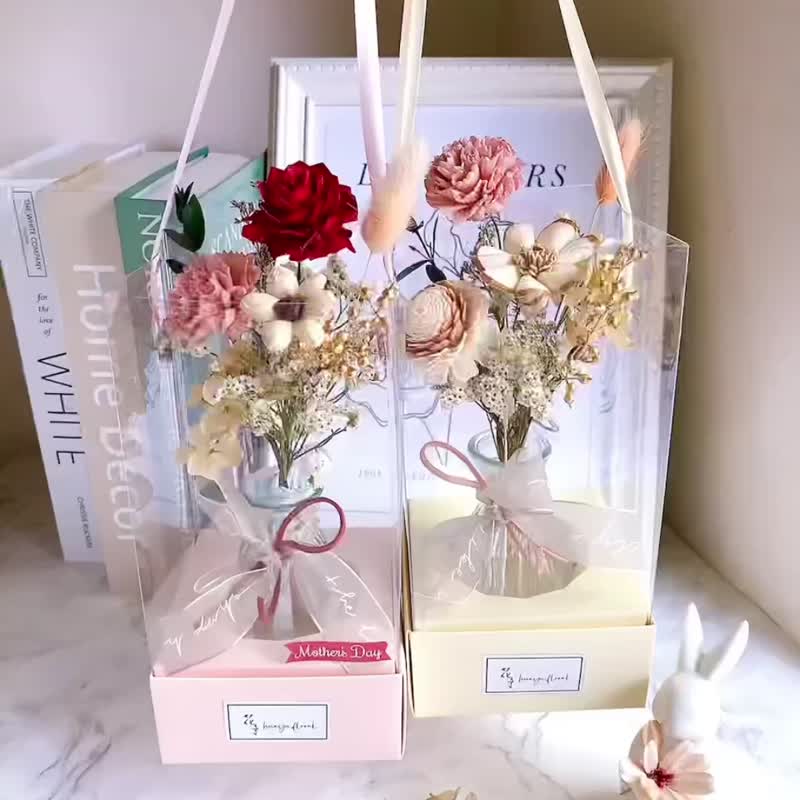 快速出貨)永生花 乾燥花 擴香 母親節 花盒 康乃馨 禮物 投瓶 - 乾燥花/永生花 - 植物．花 紅色