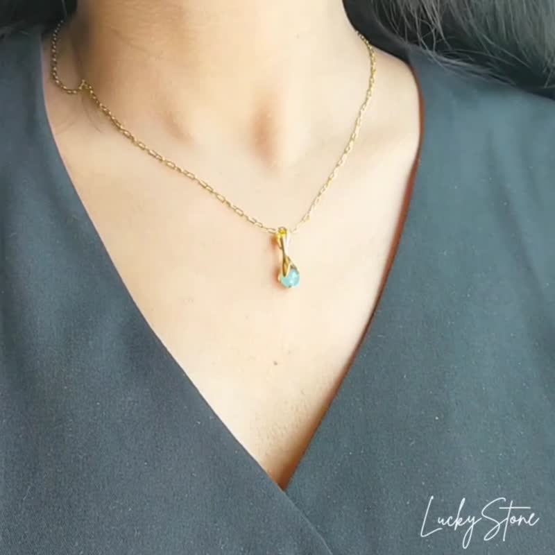 Lucky stone Necklace Pendant - สร้อยคอ - โลหะ 