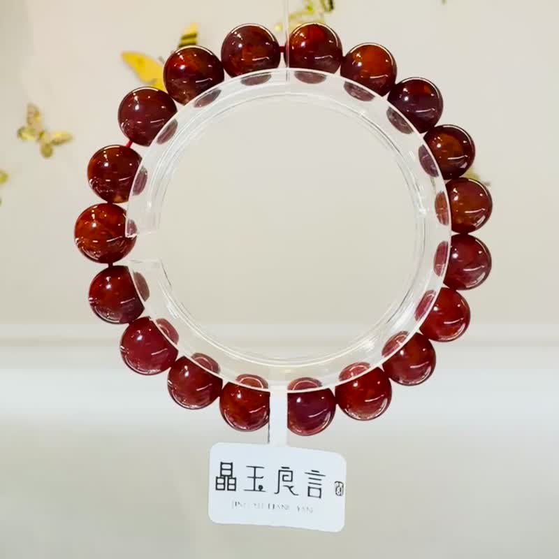 小精品火焰南紅10-10.5mm30g手珠護身保平安避邪氣血循環提高睡眠 - 手鍊/手環 - 水晶 紅色