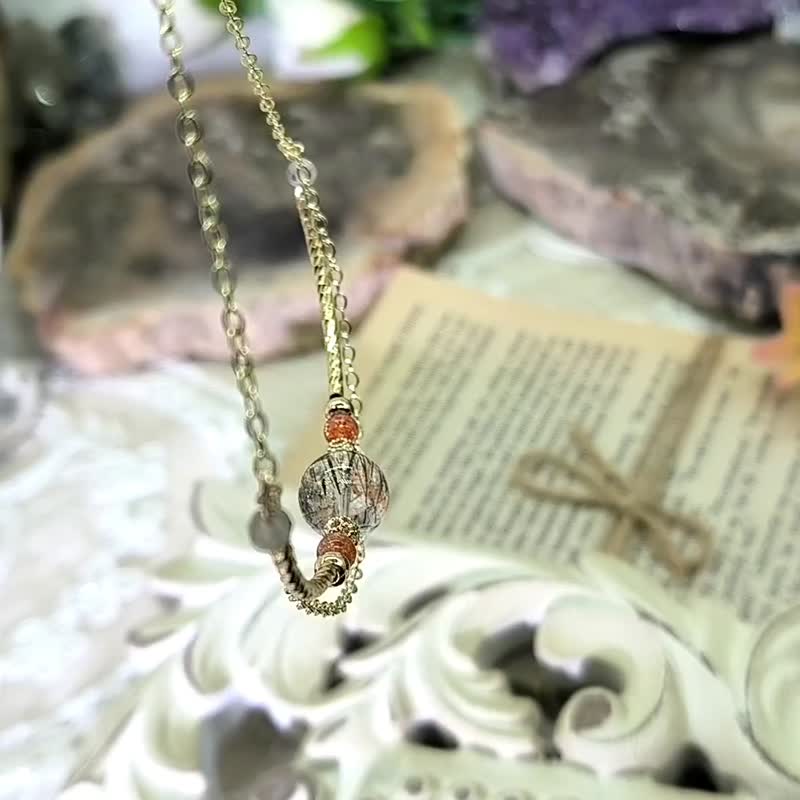 高貴禮物 古典美國18k 滿閃金太陽 黑金超七 淡水珍珠 - 手鍊/手環 - 水晶 金色