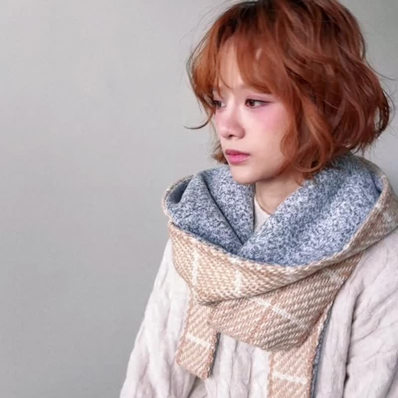 AMBER 系列 - 暮砂 * 米色 混織毛料 圍巾 連帽圍巾 - 圍巾/披肩 - 其他人造纖維 卡其色